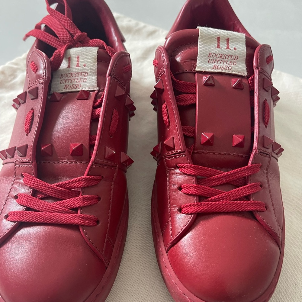Red VALENTINO GARAVANI ROCKSTUD UNTITLED ROSSO Sneakers 11. Size 38,5 - Picture 3 of 14